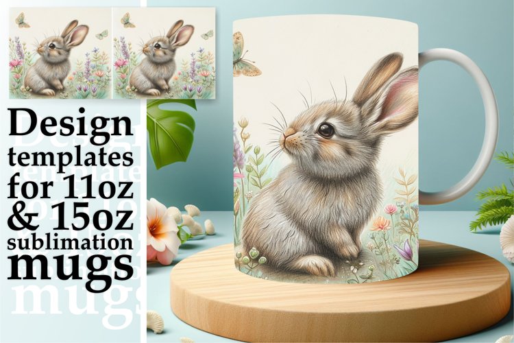 Springtime Bunny Delight: Vibrant Mug Sublimation