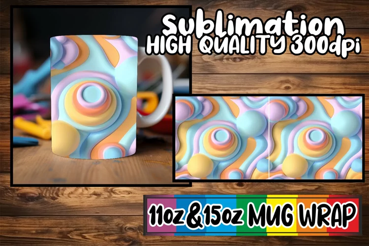 Colorful Pattern Wonderland: Sublimation Mug Wrap 11oz/15oz
