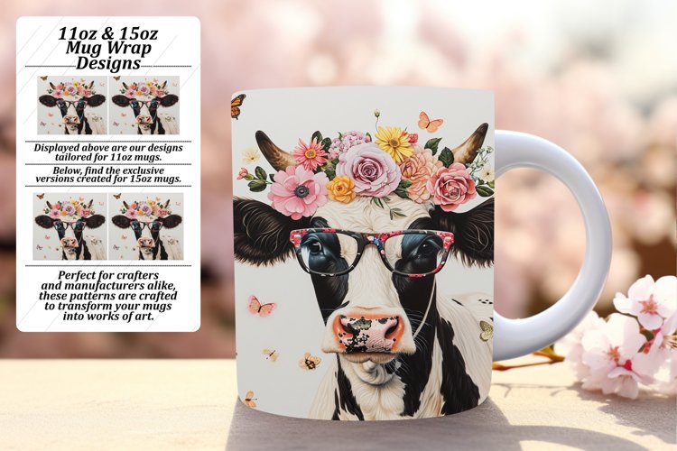 Watercolor Cow Fantasy Mug Wrap example image 1