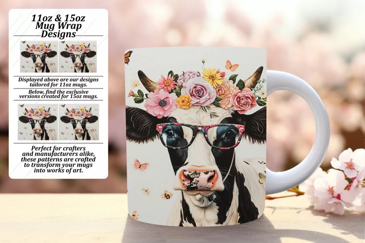 Watercolor Cow Fantasy Mug Wrap