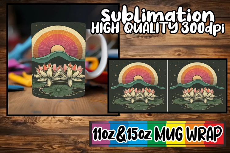 Retro Floral Rhapsody: Spring Mug Wrap Sublimation