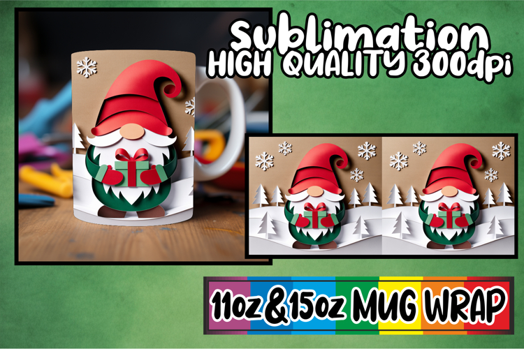 Radiant moments 11oz 15oz sublimation wrap, Gnomes