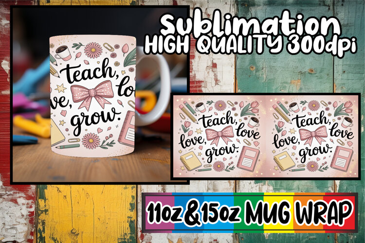 Pure elegance sublimation 11oz 15oz mug wrap, Teacher example image 1