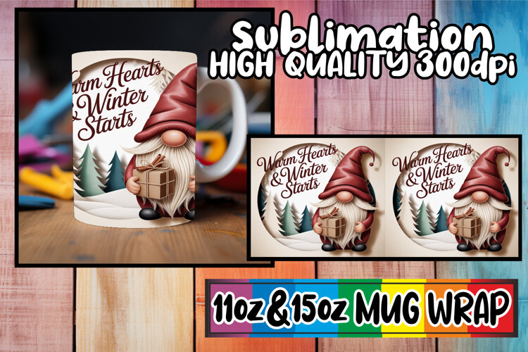 Cheerful sunsets 11oz 15oz sublimation wrap, Holiday Gnome example image 1