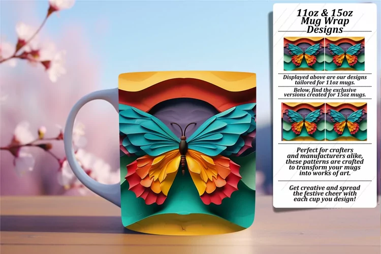 Radiant Spring Butterfly Flight: 3D Mug Wrap