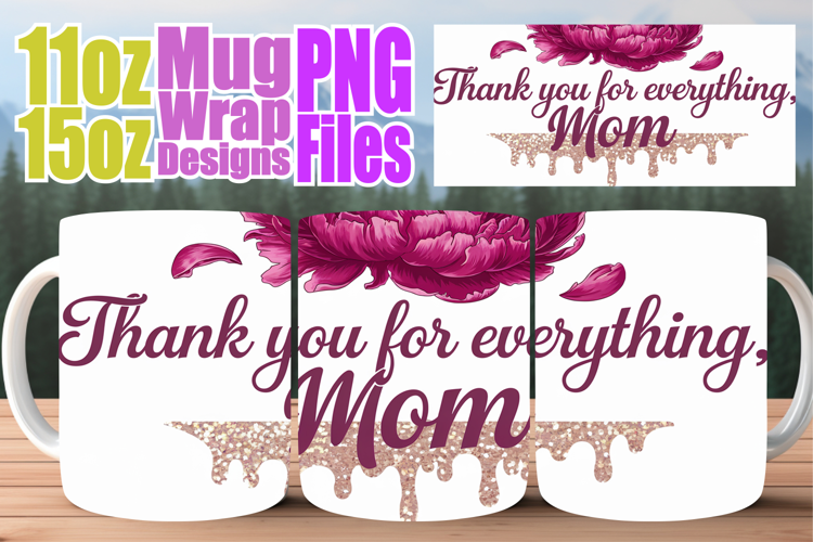 Whimsical views 11oz 15oz sublimation wrap, Mother's Day