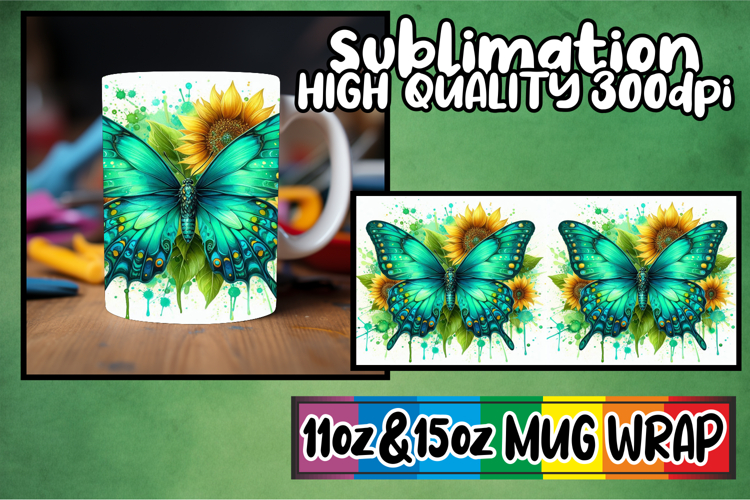 Colorful vibes sublimation print wrap, Butterfly