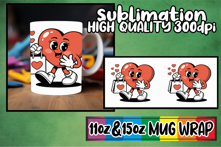 Radiant sunsets 11oz 15oz sublimation wrap, Valenines Heart example image 1