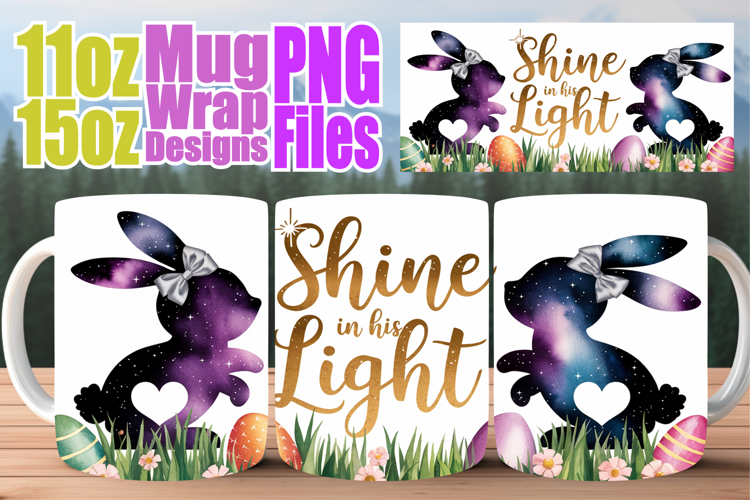 Inspiring mornings 11oz 15oz sublimation wrap, Easter Bunny