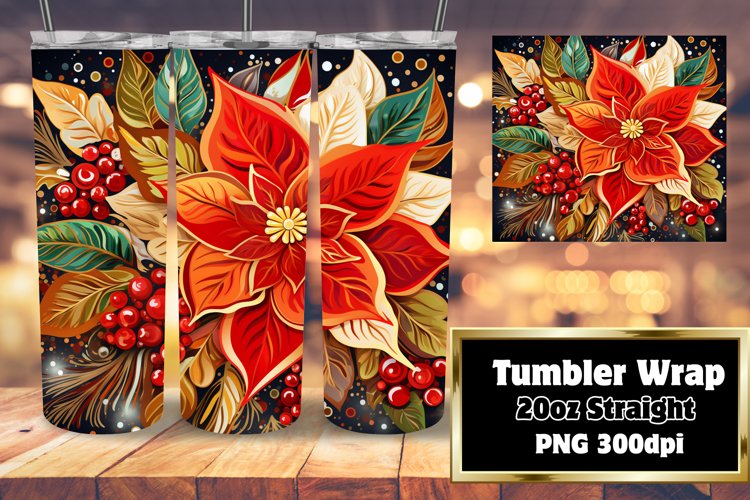 Christmas 3D Flower Vibrant Ornaments Winter Wrap 20oz