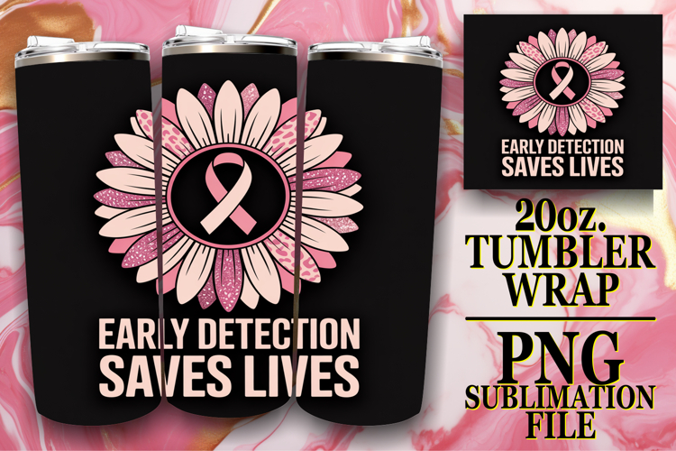 Bright Mornings 20oz tumbler wrap, Breast Cancer
