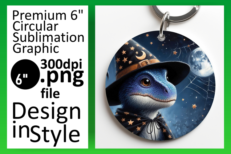 Stylish Round Design Keychain Artwork , Halloween Dino