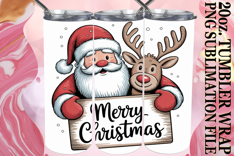 Bright Days 20oz tumbler wrap, Funny Santa