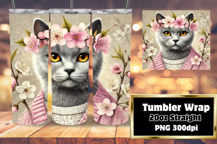 CHIC 20oz PNG Tumbler Wrap , Cute Cat
