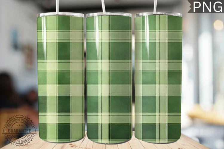 Green Plaid Tumbler Wrap - High Quality 300 Dpi