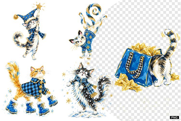 Christmas Cats Clipart example image 1