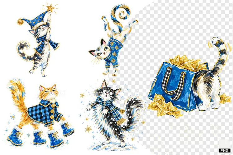 Christmas Cats Clipart
