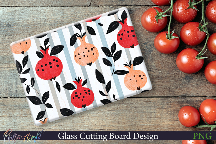 Cutting Board Design | Stripes | pomegranates