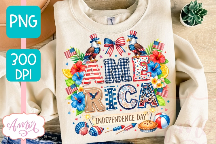 America Patriotic PNG, 4th of July Sublimation Design