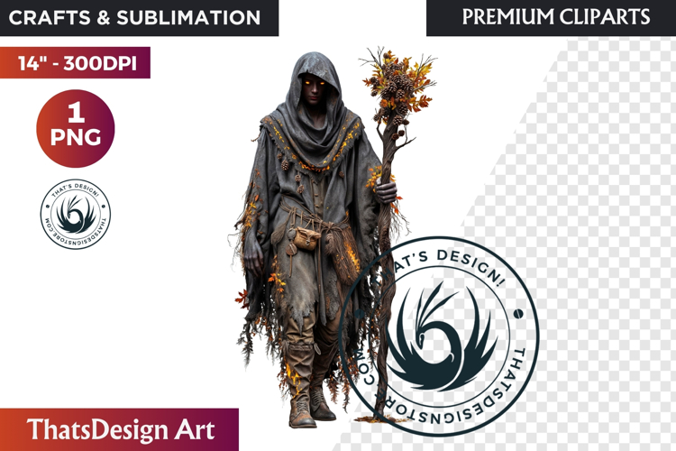 Fantasy Autumn Guardian - Epic Fall Character Clipart PNG