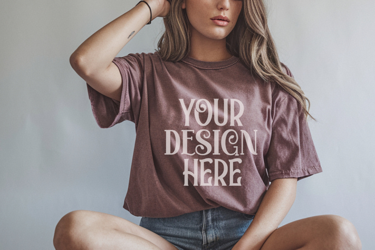 Brick Comfort Colors 1717 T-shirt Mockups, Real Model Mo