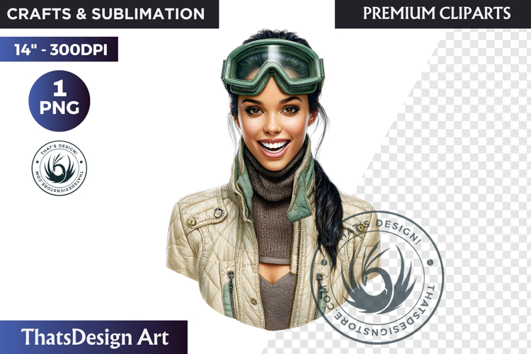 Alpine Winter Sports Fashion and Cabin Clipart PNG