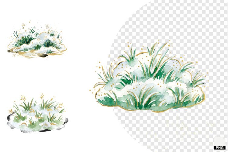 Winter Snowy Grass Clipart example image 1