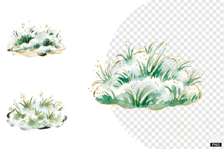 Winter Snowy Grass Clipart