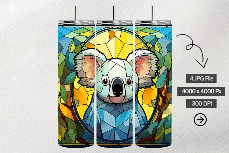 Koala Stained Glass Square Coaster - 04 Variations