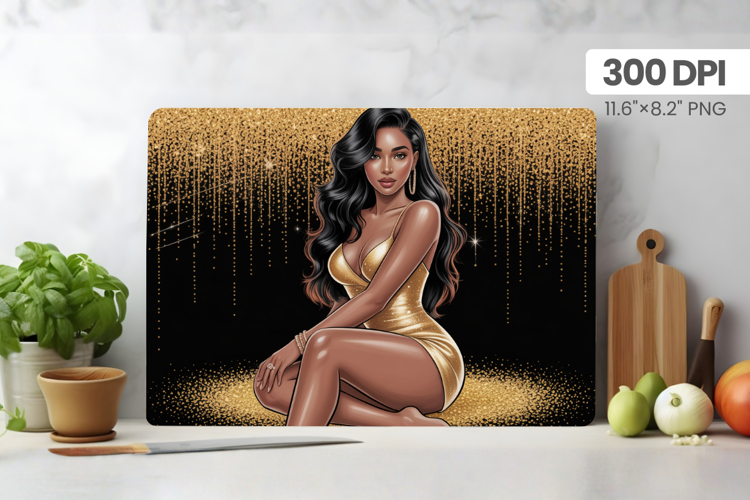 Afro Girl/Woman Melanin braided hair Cutting Board PNG Desig