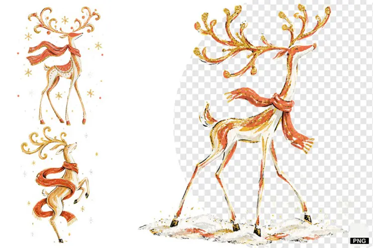 Christmas Reindeer With Scarf PNG