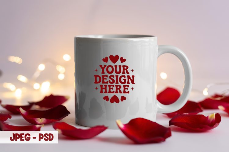 Valentine Cozy Mug PSD JPEG Mockup