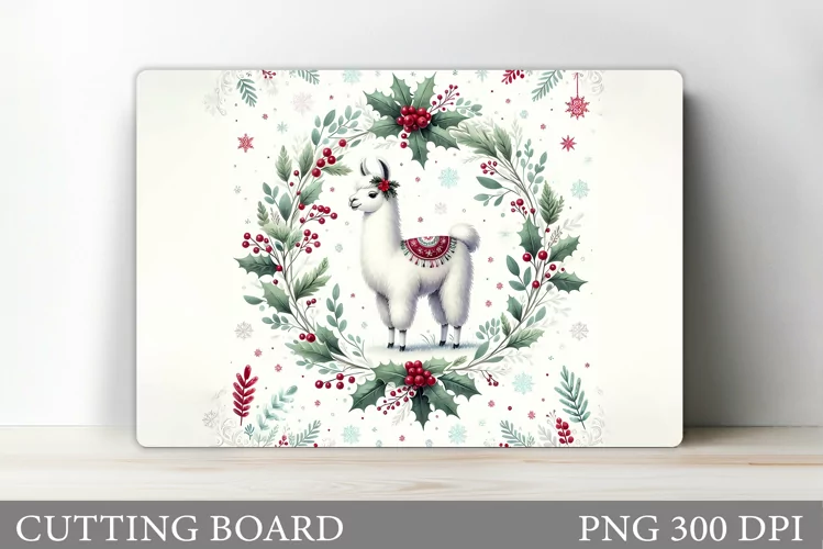 Christmas Lama Cutting Board. Christmas Cutting Board