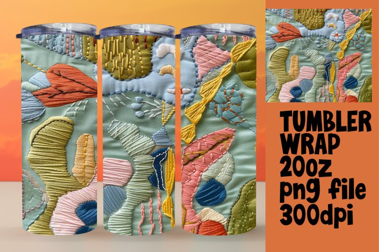 Vibrant Embroidered Color Burst Tumbler Design example image 1