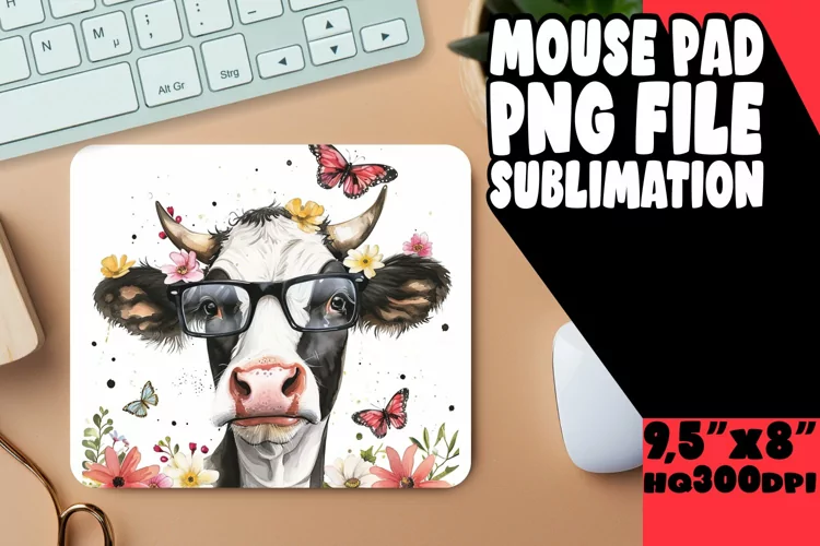 Springtime Serenity Cow Mouse Pad: Watercolor Delight