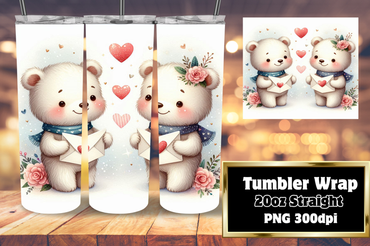 Beautiful Gift: 20oz Tumbler Wrap , Valentine Bear