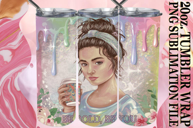 Cheerful thoughts 20oz tumbler wrap, Woman