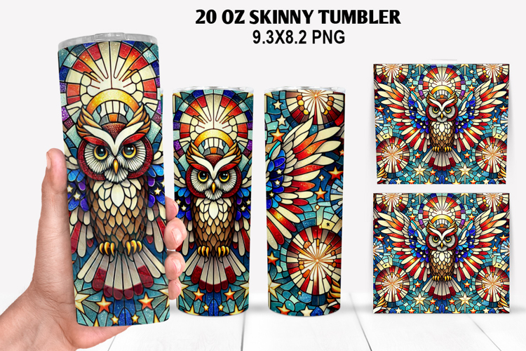 Owls Skinny Tumbler 20oz Wrap Design,4th of july Tumbler PNG