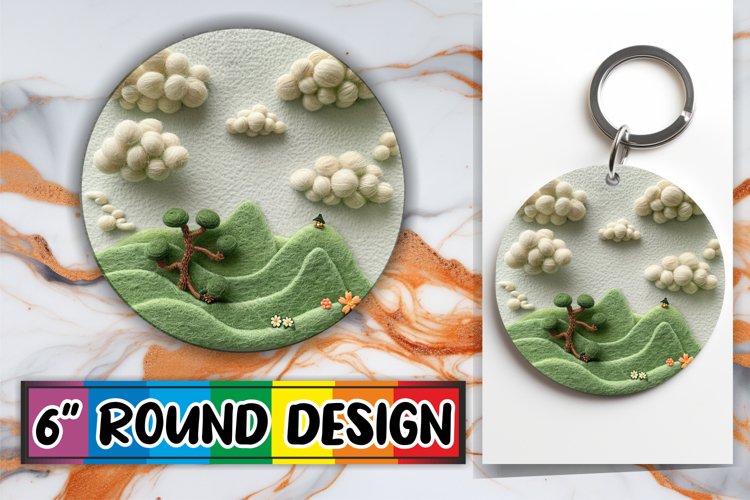 Spring Landscape Beauty in Circle Kaychain Sublimation 3D example image 1