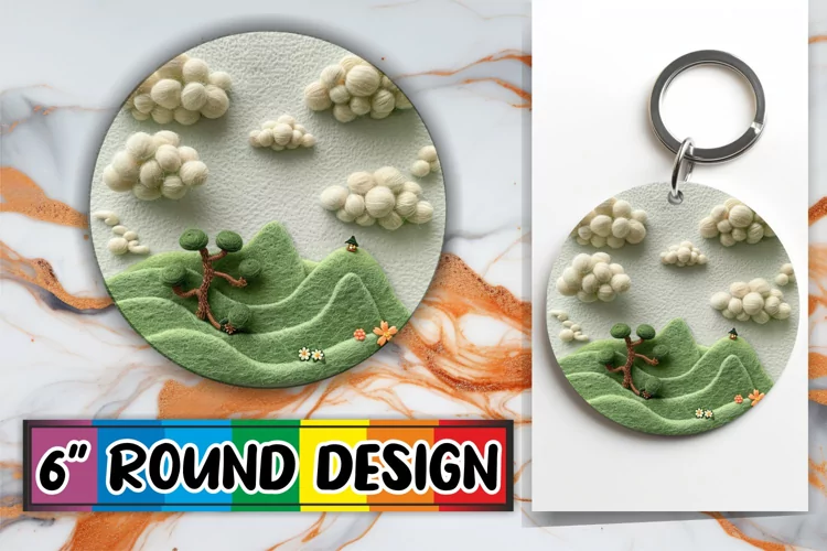 Spring Landscape Beauty in Circle Kaychain Sublimation 3D