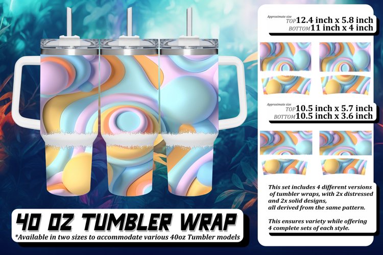 Vibrant Abstract 40oz Sublimation Tumbler Design example image 1