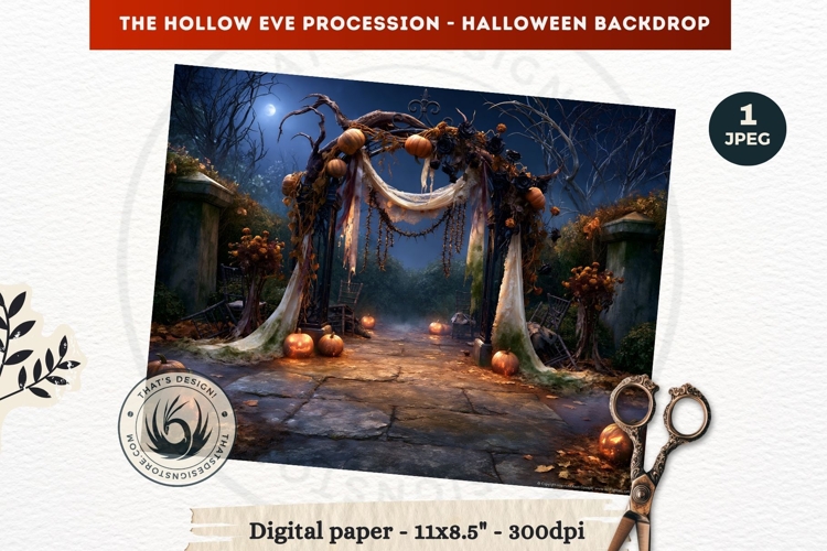 Gothic Halloween background - Hollow Eve Procession Backdrop
