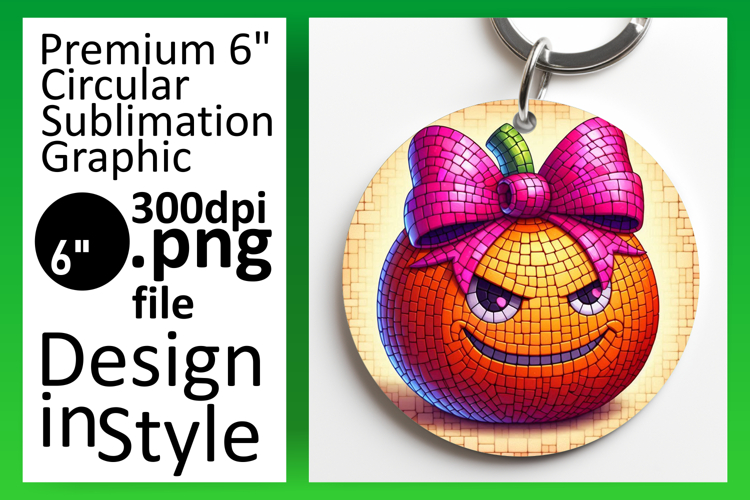 Creative Circle PNG Keychain Artwork , Cute Pumpkin example image 1
