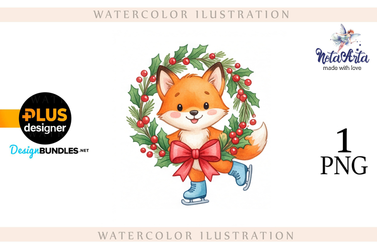Illustration of a cute Christmas fox