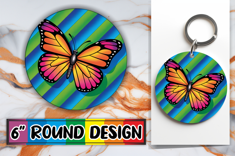 Sweet Circle Coasters Design PNG, Butterfly