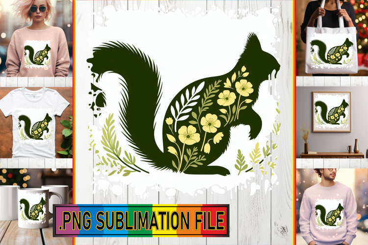 Unique TOTE BAG Art PNG, Flower Animals