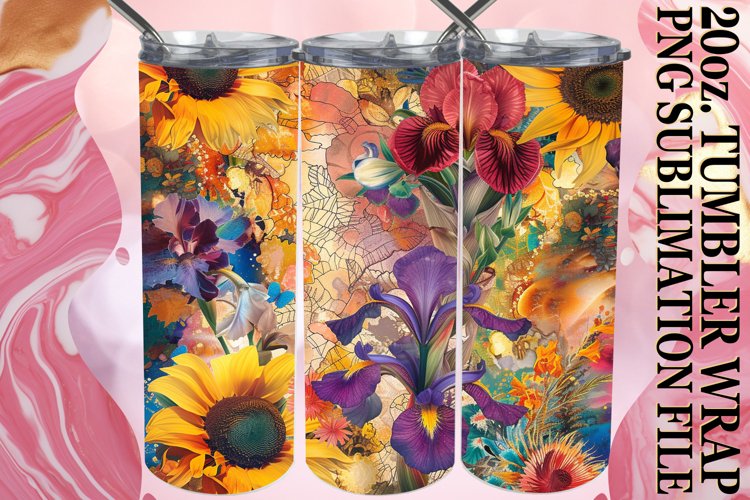 Colorful Abstract Blossom Pattern Wrap for 20oz Tumbler