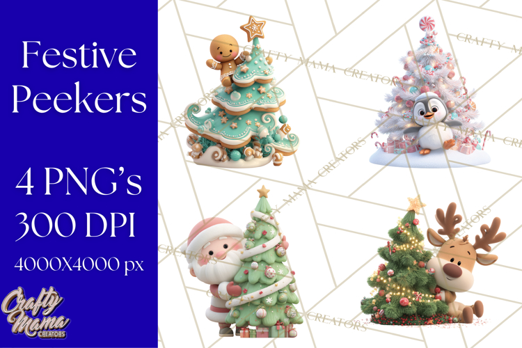 Christmas Tree Clipart PNG Cute Characters for Holiday Craft