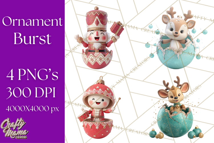 Christmas Ornament Clipart PNG Cute Holiday Illustrations