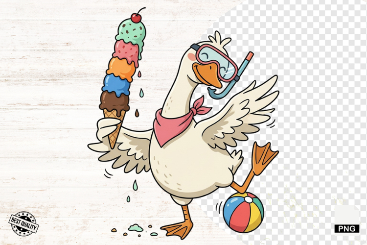 Summer Silly Goose Clipart PNG